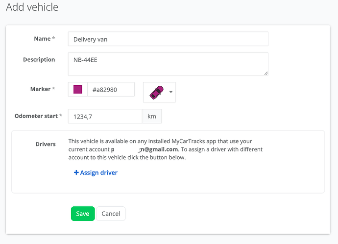 Add vehicle form