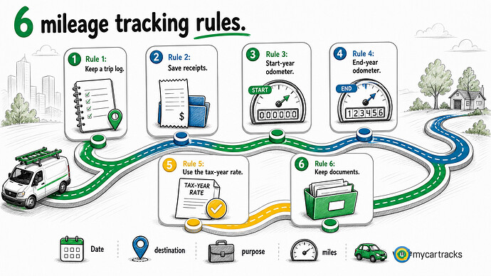 Six mileage tracking rules for tax deduction records