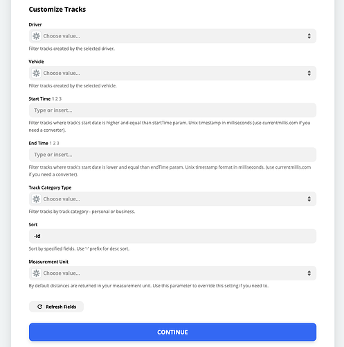 filtering options