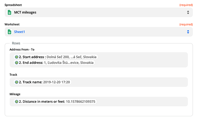 Google Sheets map to columns
