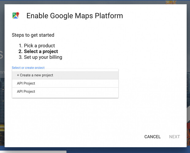 Google Maps Platform project name - MyCarTracks