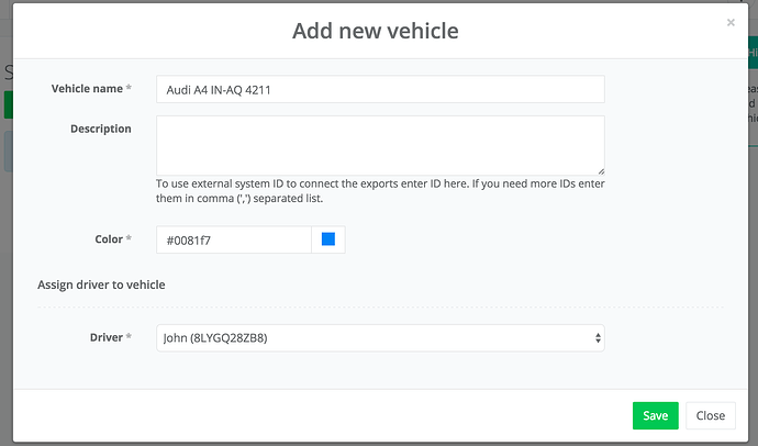 add vehicle form