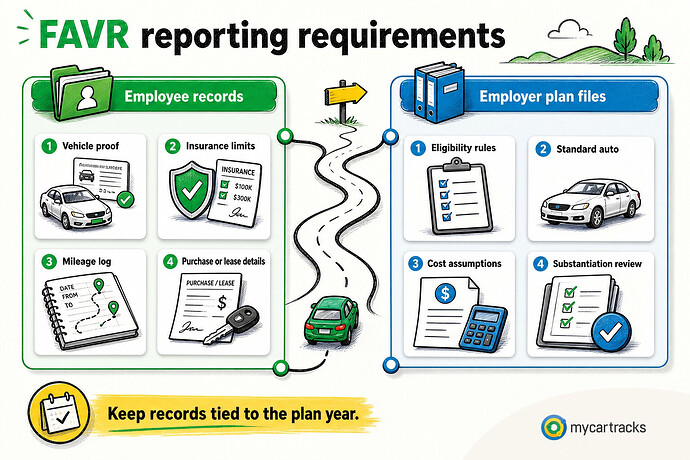 FAVR reporting requirements for employee records and employer plan files