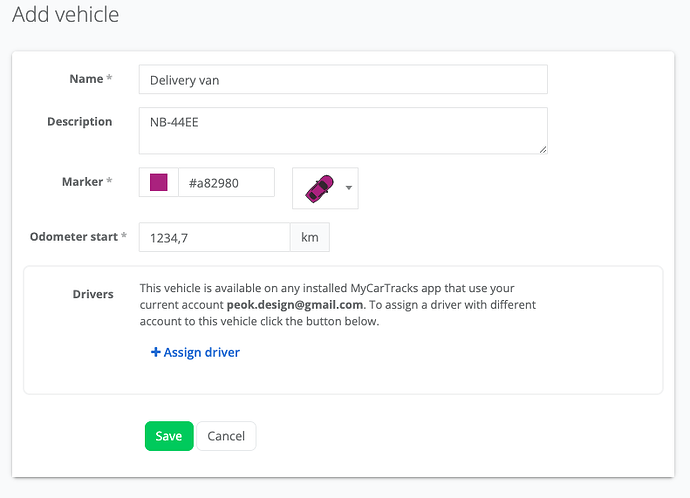 Add vehicle form