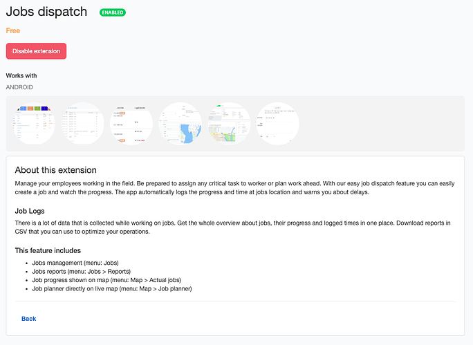 Jobs dispatch extension enabled