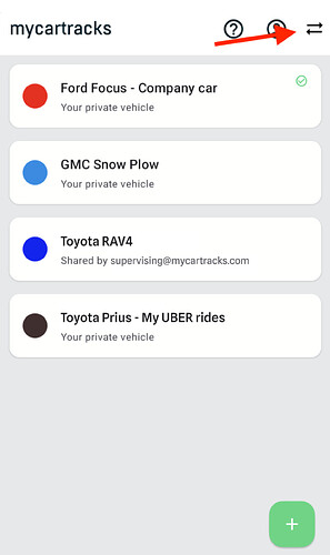 MyCarTracks sync and select vehicle