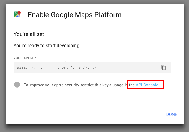 Google Maps API Key - MyCarTracks
